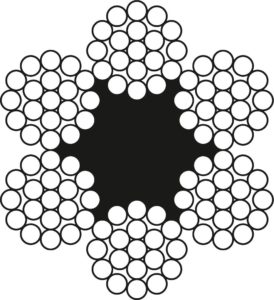 Канат д. 46,0мм, 6x19M-FC (1-6/12), м.гр. 1770, цинк клас B, ліве хрестове zS